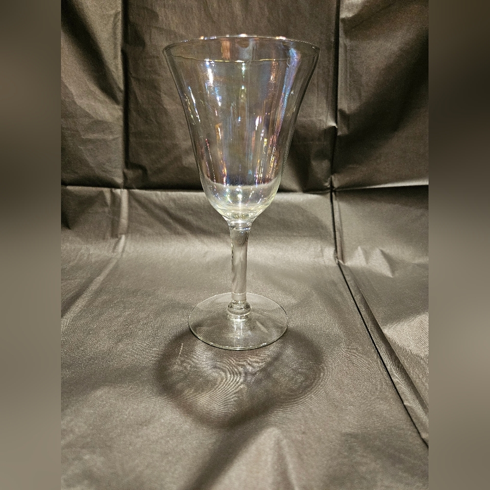 Set of 3 Clear Glass Stemmed Paneled Water/Wine Glasses